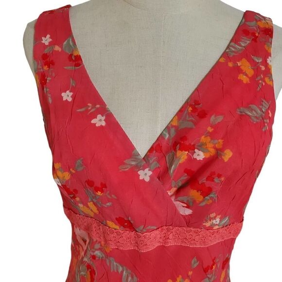 DBY Deep Coral Orange Floral Assymetrical Dress NWT - Picture 2 of 7